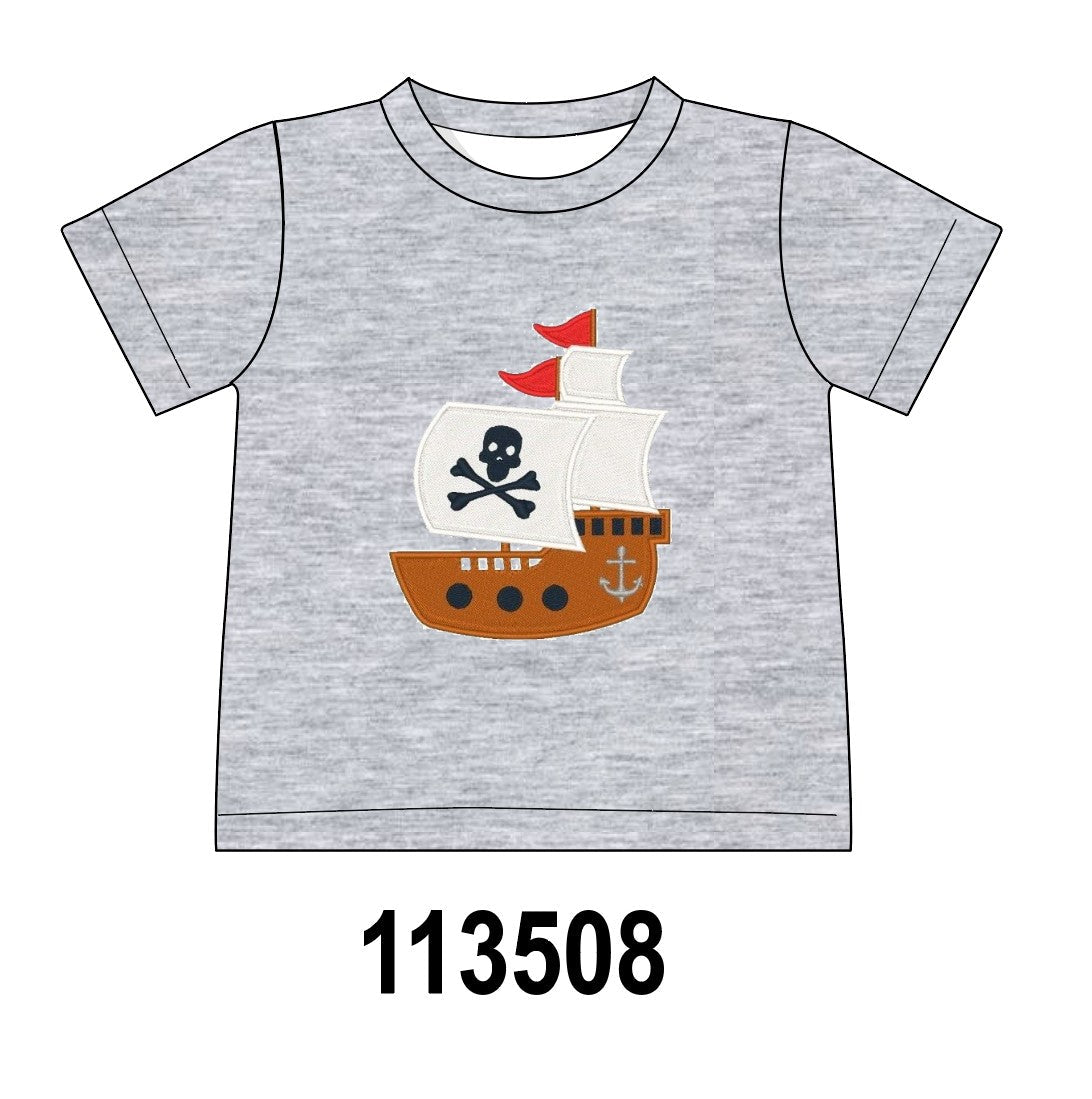 Gray Ship Applique Top