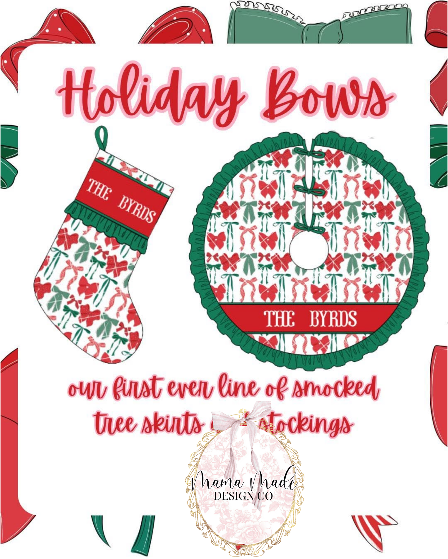 CHRISTMAS PREORDER 01 - CUSTOM Holiday Bows Hand-Smocked Decor / ETA OCTOBER