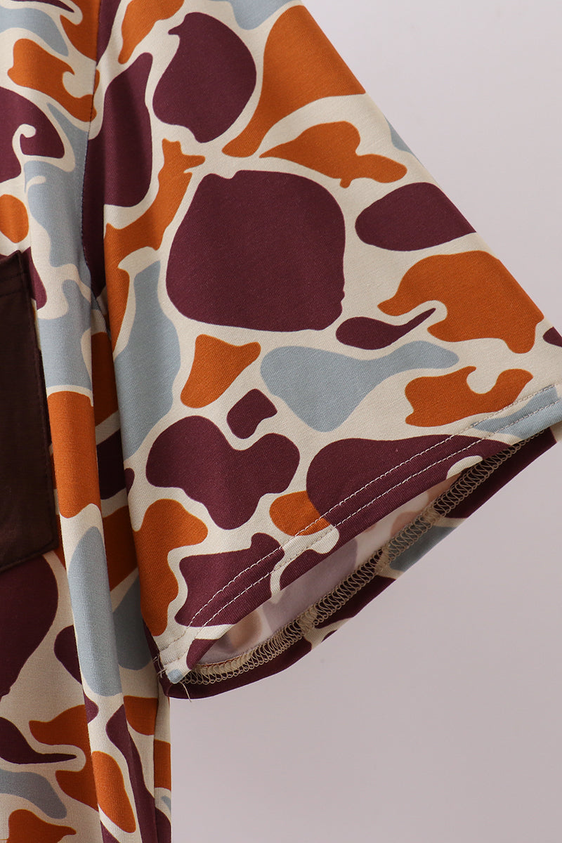 Camouflage print bamboo gown