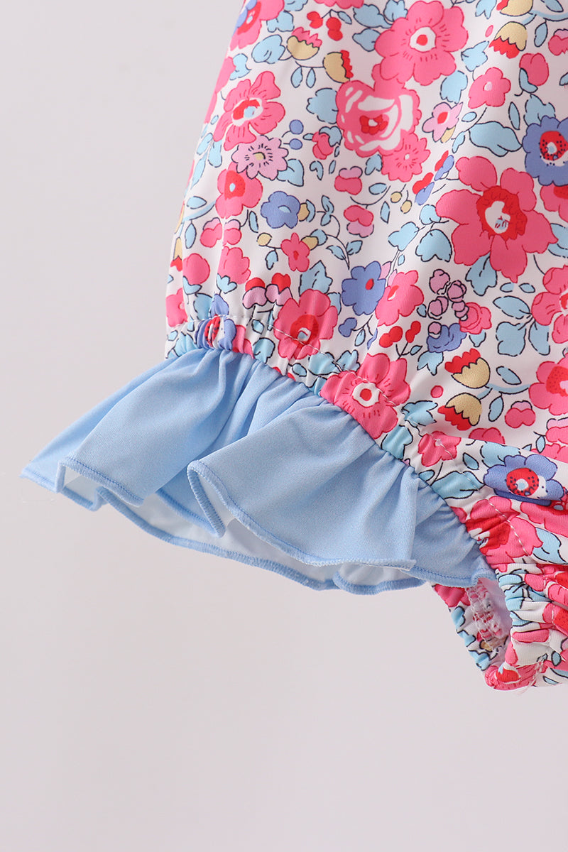 Pink Floral UPF Swim One-Piece