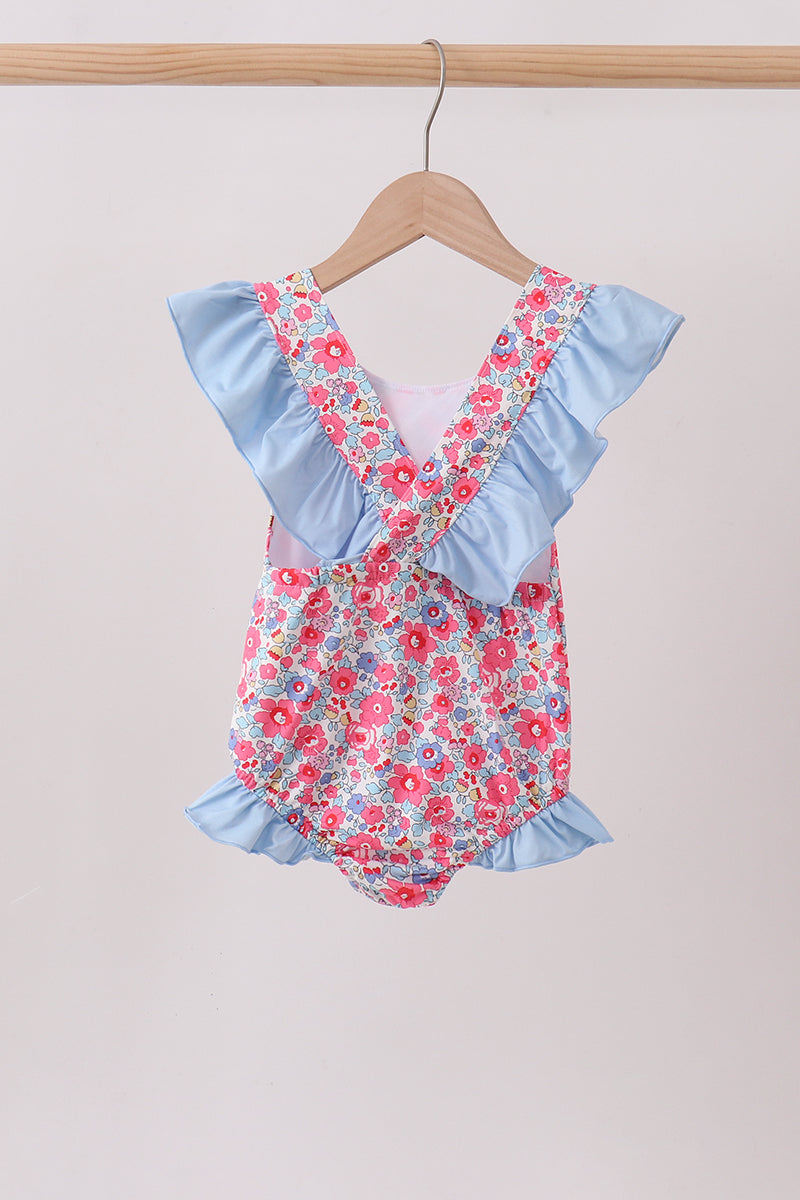 Pink Floral UPF Swim One-Piece