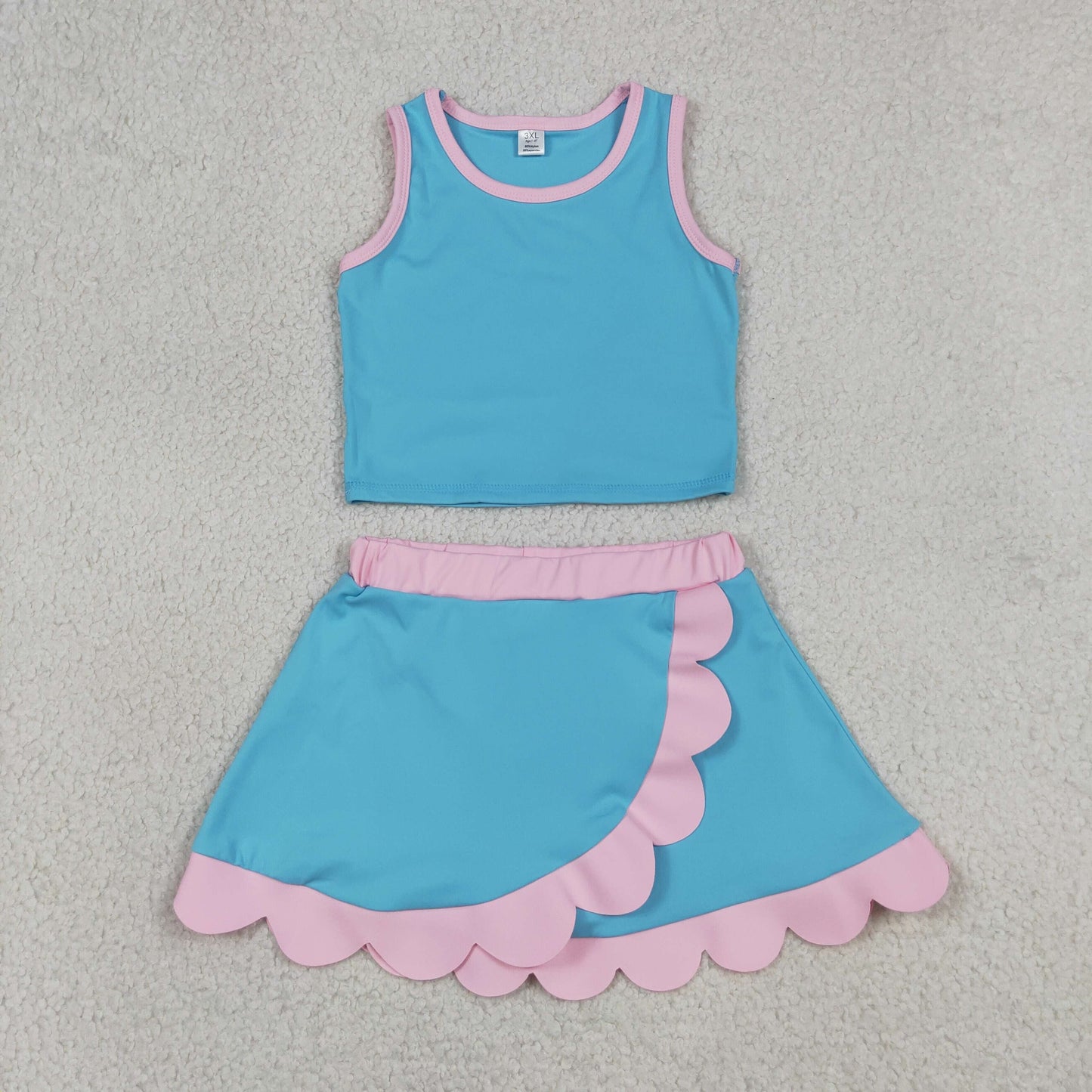 Blue Performance Scalloped Skorts Set