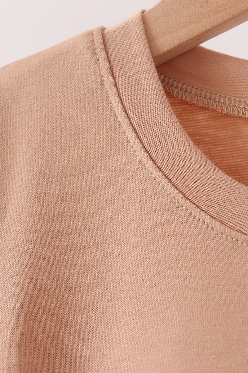 Brown deer embroidery top